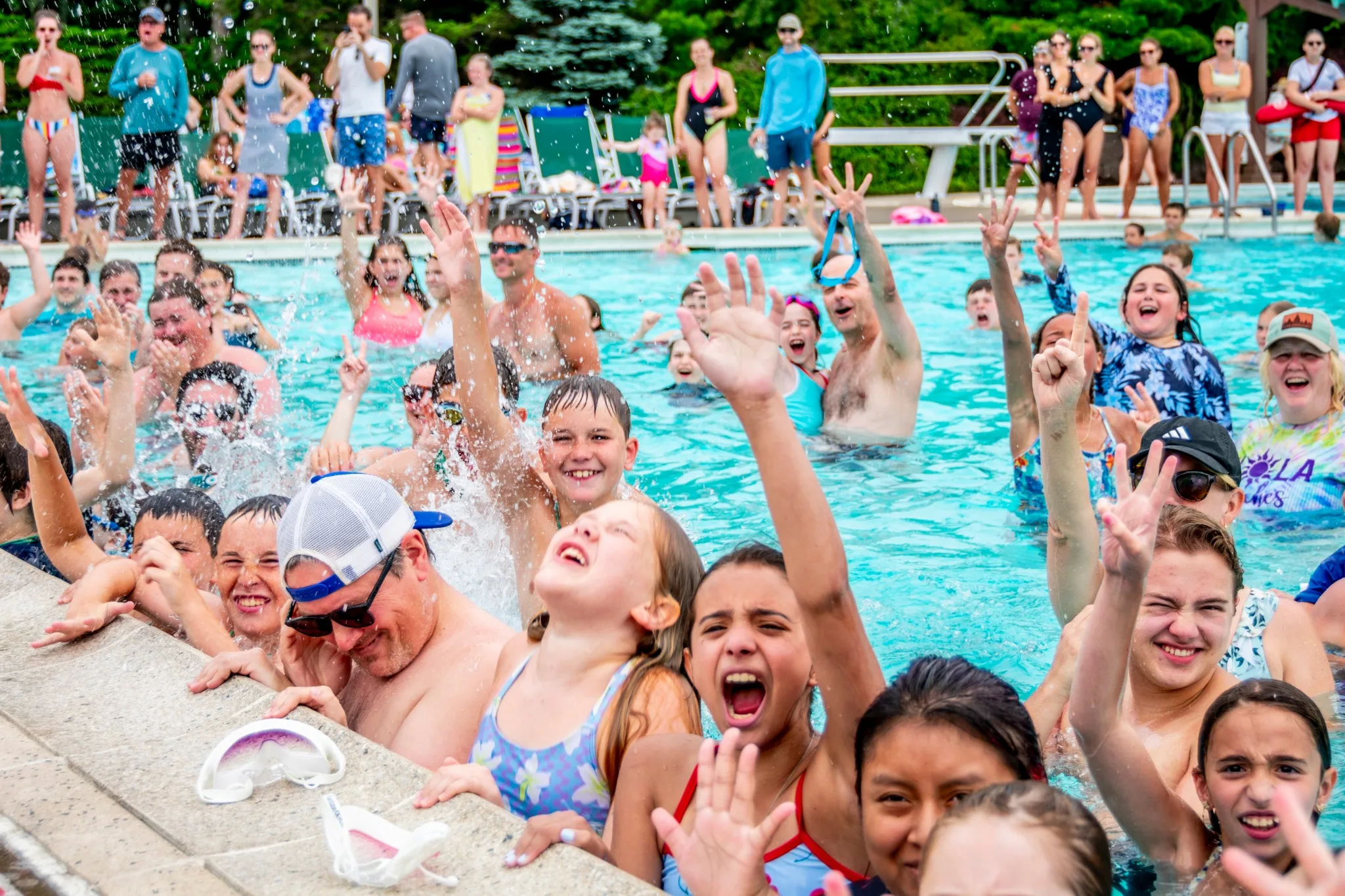 Lake Naomi community celebration in a swimming pool