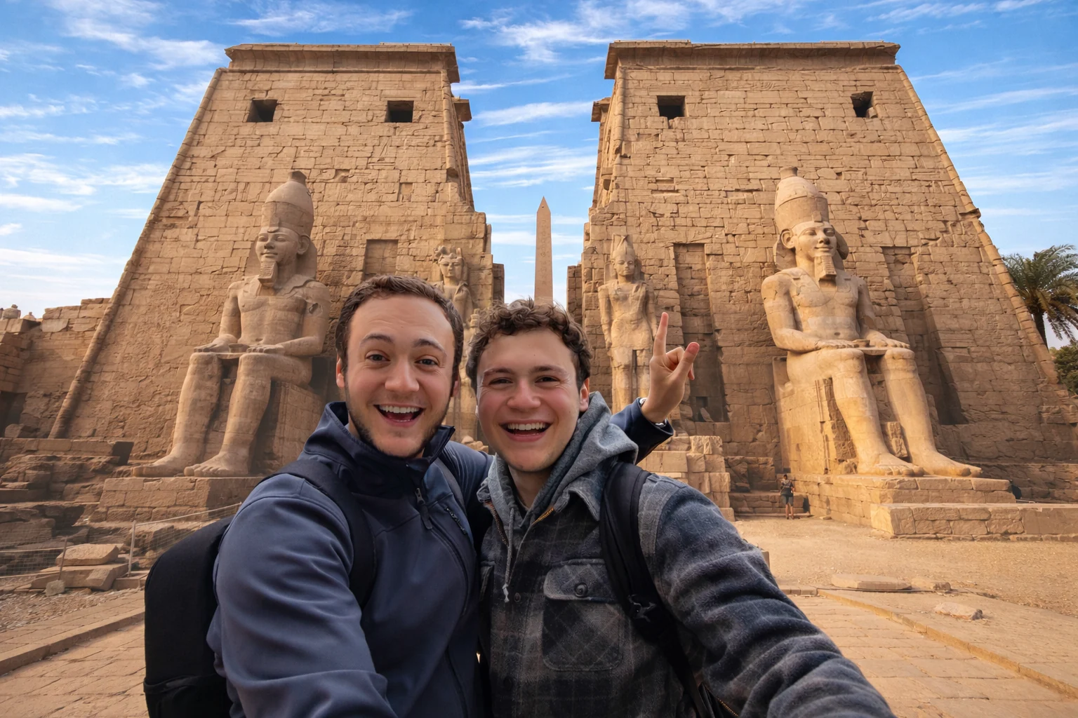 Travelers’ Report thumbnail featuring Joshua and his brother at an ancient Egyptian temple